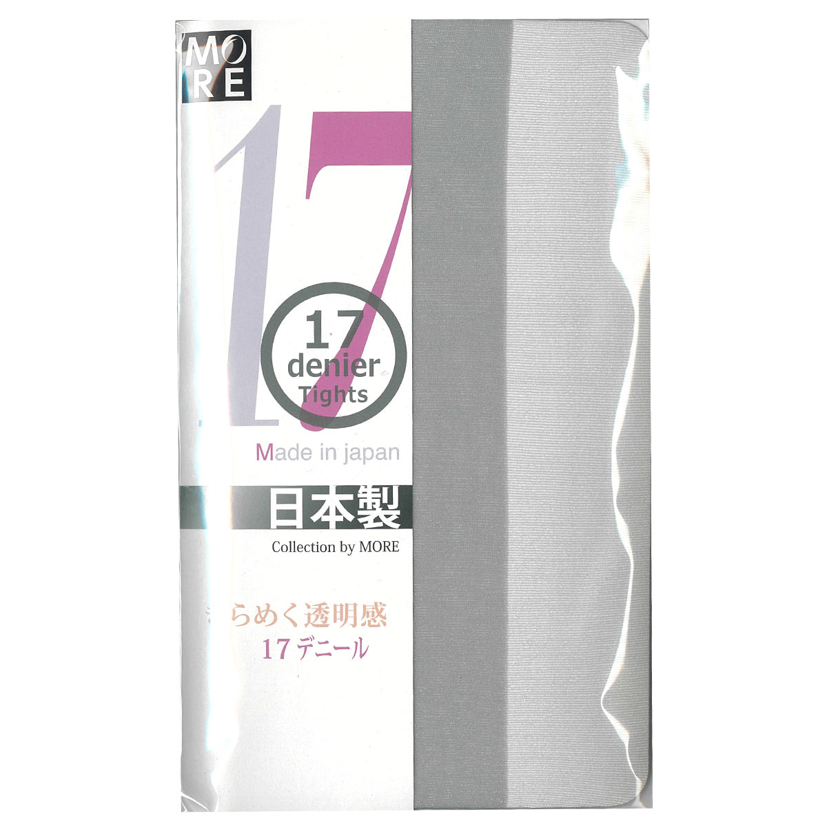 モア MORE きらめく透明感 17デニール カラー タイツ ストッキング 光沢 マチ付き 日本製(GY-グレー-M-L)