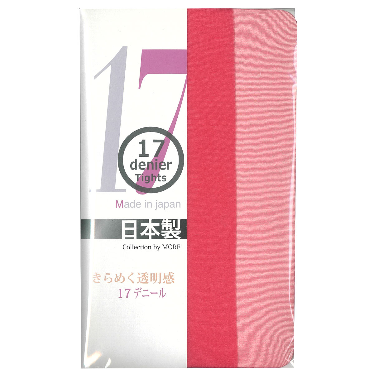 モア MORE きらめく透明感 17デニール カラー タイツ ストッキング 光沢 マチ付き 日本製(CP-コーラルピンク-M-L)