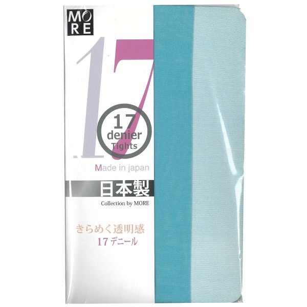 モア MORE きらめく透明感 17デニール カラー タイツ ストッキング 光沢 マチ付き 日本製