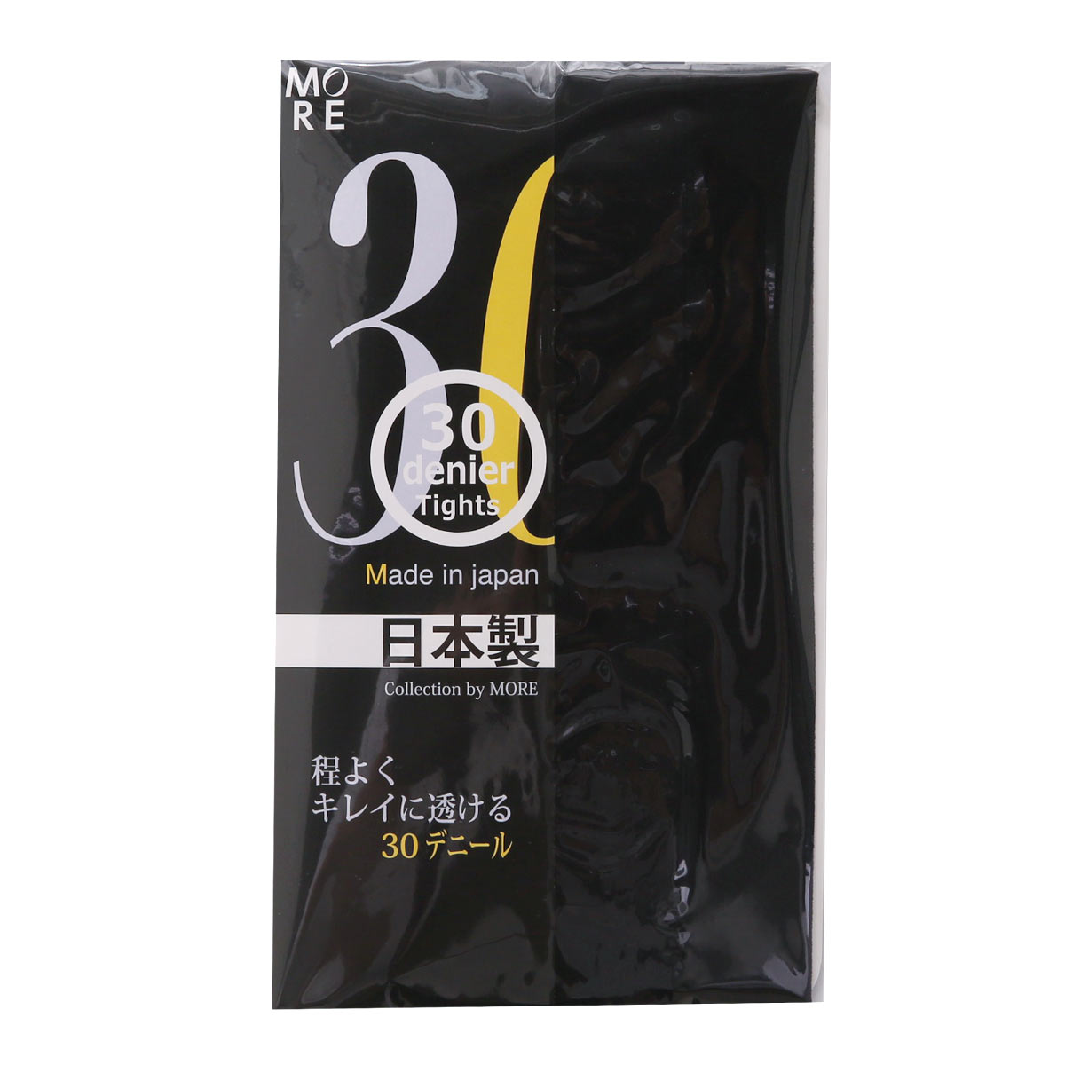 モア MORE 30デニール カラータイツ 日本製(BK-ブラック-M-L)