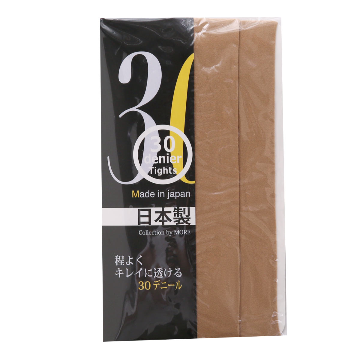 モア MORE 30デニール カラータイツ 日本製(MT-ミルクティ-M-L)
