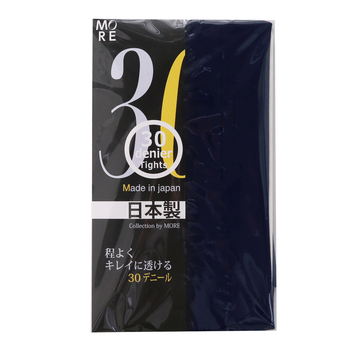 モア MORE 30デニール カラータイツ 日本製(NV-ネイビー-M-L)