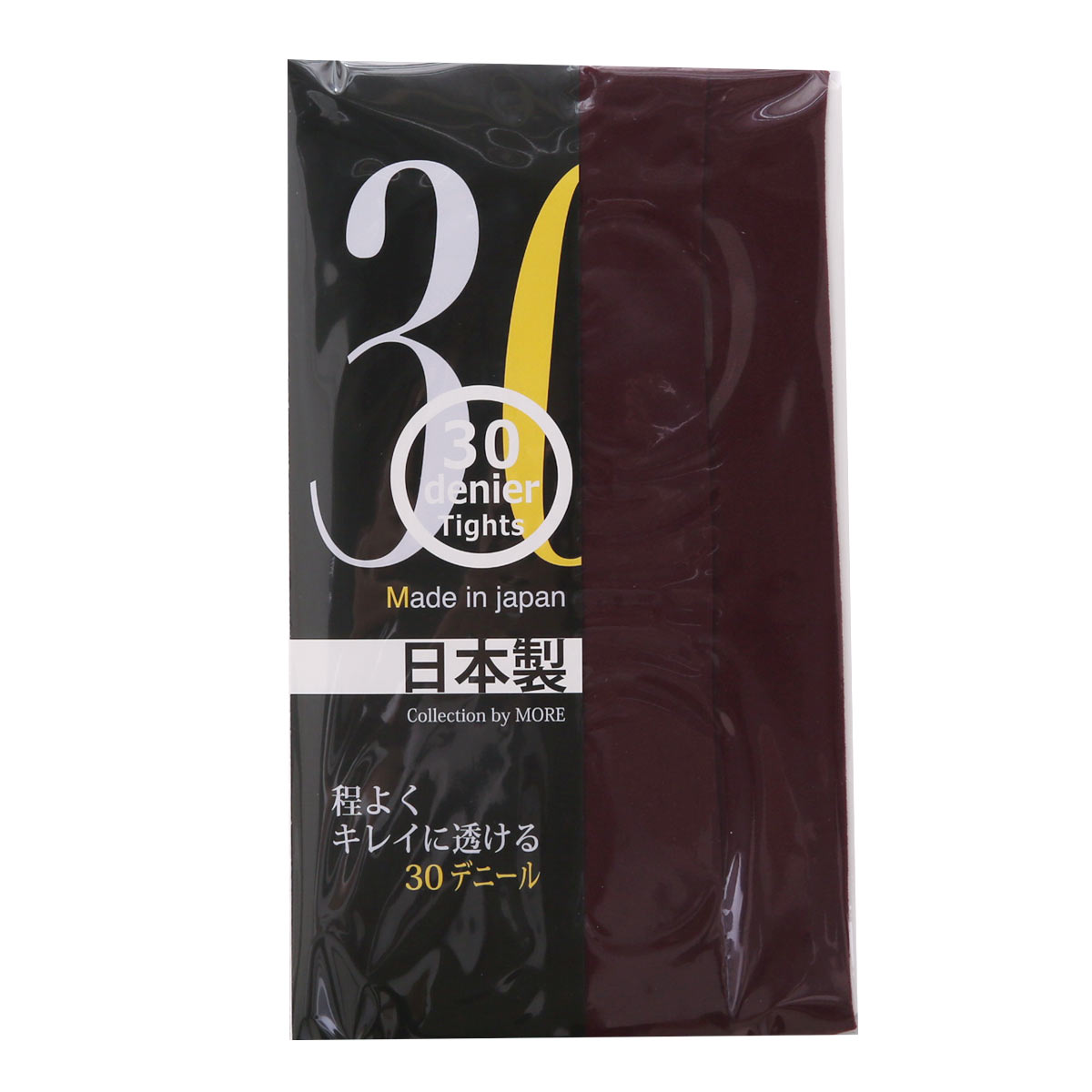 モア MORE 30デニール カラータイツ 日本製(BO-ボルドー-M-L)