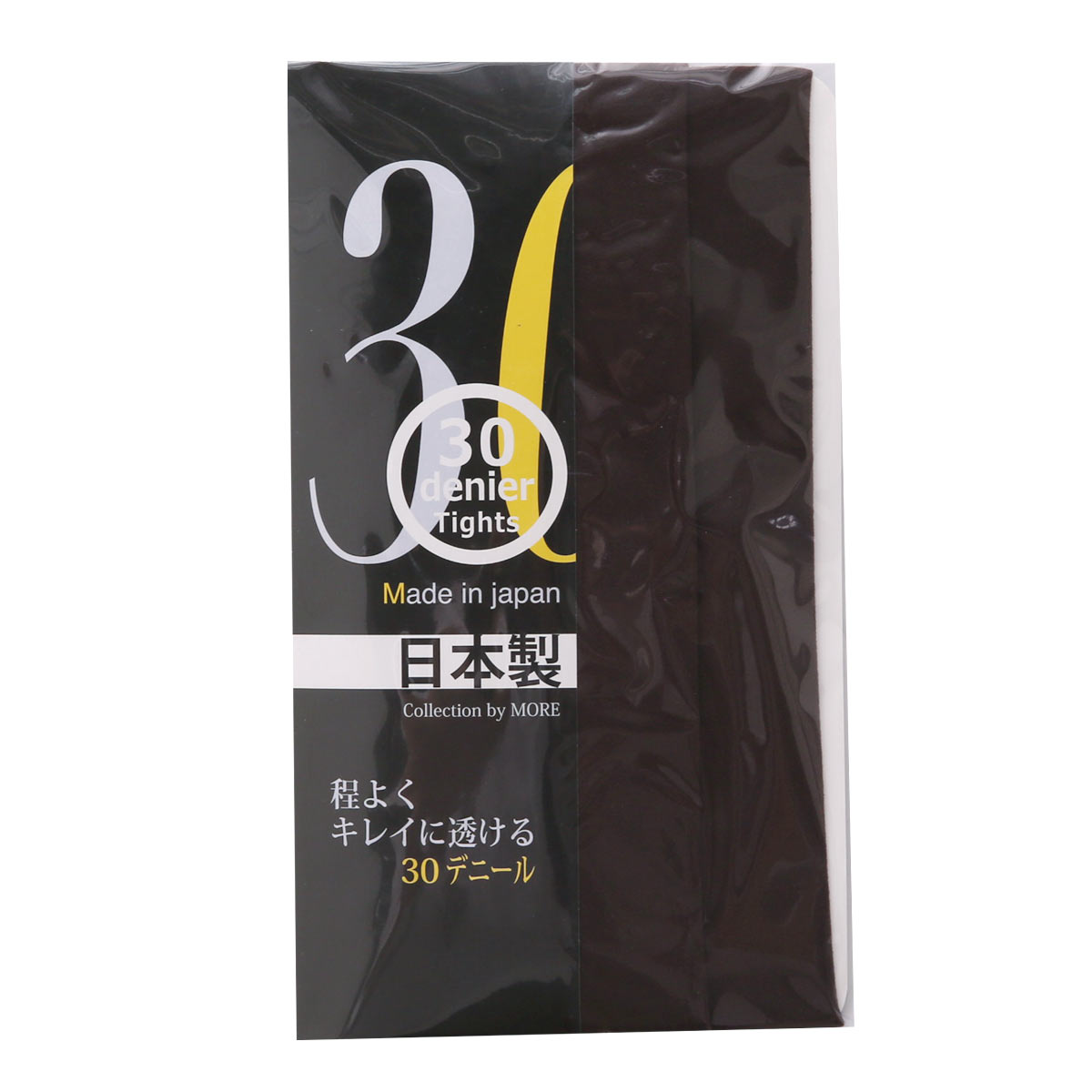 モア MORE 30デニール カラータイツ 日本製(DBR-濃ブラウン-M-L)