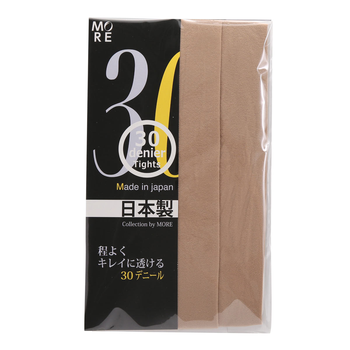 モア MORE 30デニール カラータイツ 日本製(PB-ピンクベージュ-M-L)
