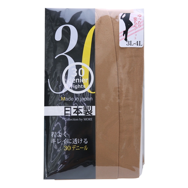 モア MORE 大きいサイズ 30デニール タイツ ゆったり楽ちんフィット マチ付き 3L-4L 5L-6L