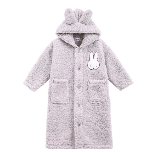 もふもふmiffy 着る毛布 ルームウェア 部屋着 キッズ ロング フード もこもこ シープボア あったか ミッフィー ブルーミングフローラ(GY-グレー-110)