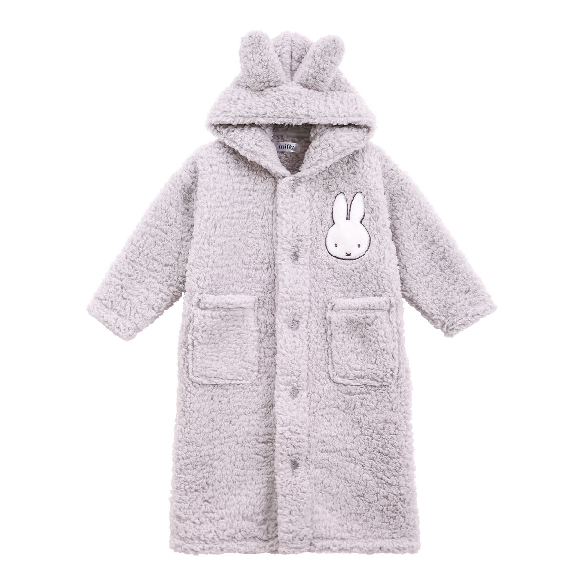 もふもふmiffy 着る毛布 ルームウェア 部屋着 キッズ ロング フード もこもこ シープボア あったか ミッフィー ブルーミングフローラ(GY-グレー-110)