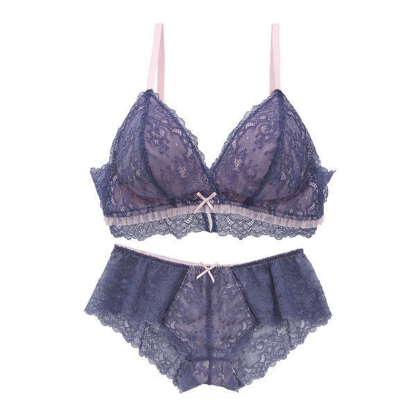 ブルーミングフローラ ブラレット ブラジャー ショーツ セット ノンワイヤー ボーイレングス  総レース SML bloomingFLORA