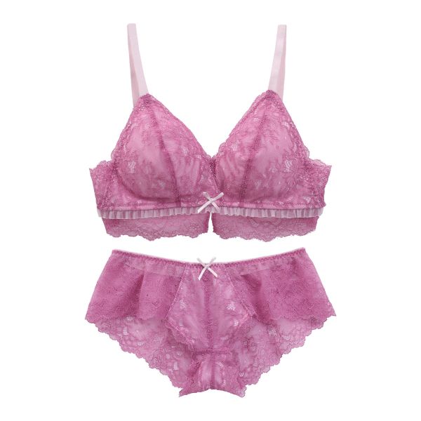 ブルーミングフローラ ブラレット ブラジャー ショーツ セット ノンワイヤー ボーイレングス  総レース SML bloomingFLORA