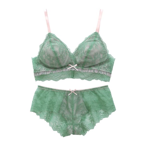 ブルーミングフローラ ブラレット ブラジャー ショーツ セット ノンワイヤー ボーイレングス  総レース SML bloomingFLORA