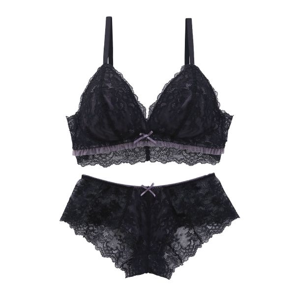 ブルーミングフローラ ブラレット ブラジャー ショーツ セット ノンワイヤー ボーイレングス  総レース SML bloomingFLORA