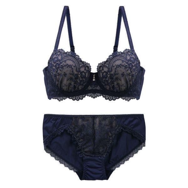 ブラジャー ショーツ セット 大きいサイズ アンダー80 脇高 総レース B C D E F 上下セット ナチュラルメイクブラ ブルーミングフローラ