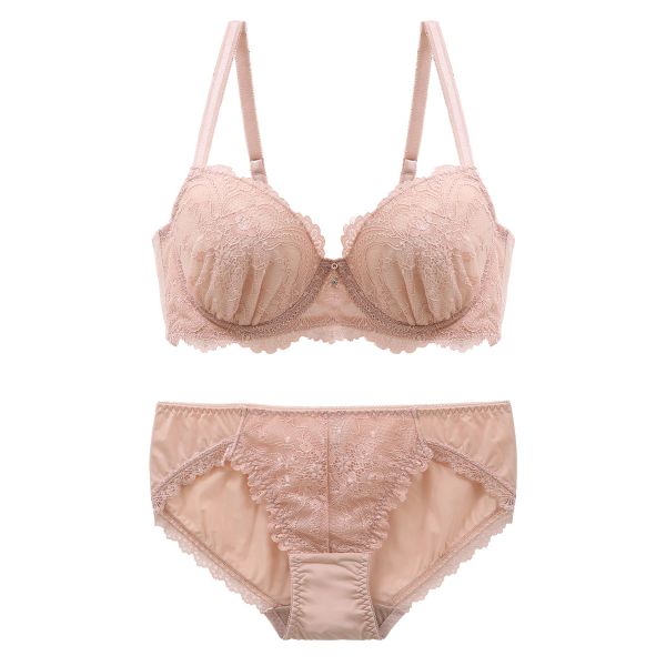 ブラジャー ショーツ セット 大きいサイズ アンダー80 脇高 総レース B C D E F 上下セット ナチュラルメイクブラ ブルーミングフローラ