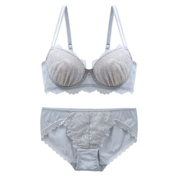 ブラジャー ショーツ セット 大きいサイズ アンダー80 脇高 総レース B C D E F 上下セット ナチュラルメイクブラ ブルーミングフローラ