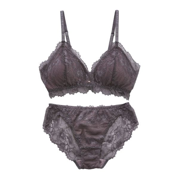ブラジャー ショーツ セット ノンワイヤー 大きいサイズ 脇高 総レース S Ｍ Ｌ ブラレット 上下セット ブルーミングフローラ
