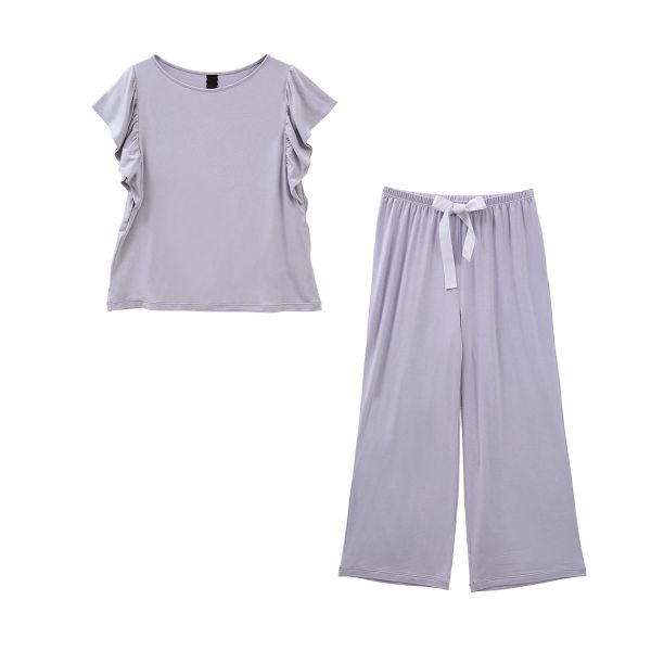 ブルーミングフローラ ルームウェア ゆるっととろみタッチ 上下セット 半袖 ワイドパンツ 春夏秋 bloomingFLORA