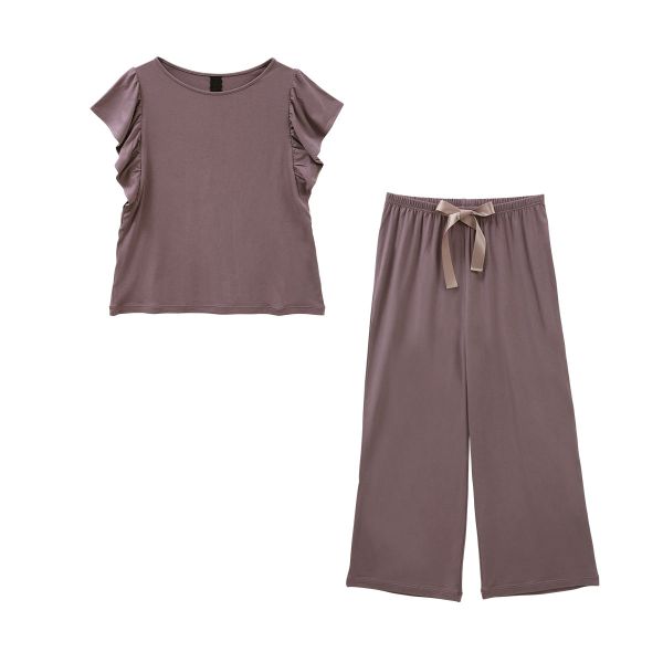ブルーミングフローラ ルームウェア ゆるっととろみタッチ 上下セット 半袖 ワイドパンツ 春夏秋 bloomingFLORA