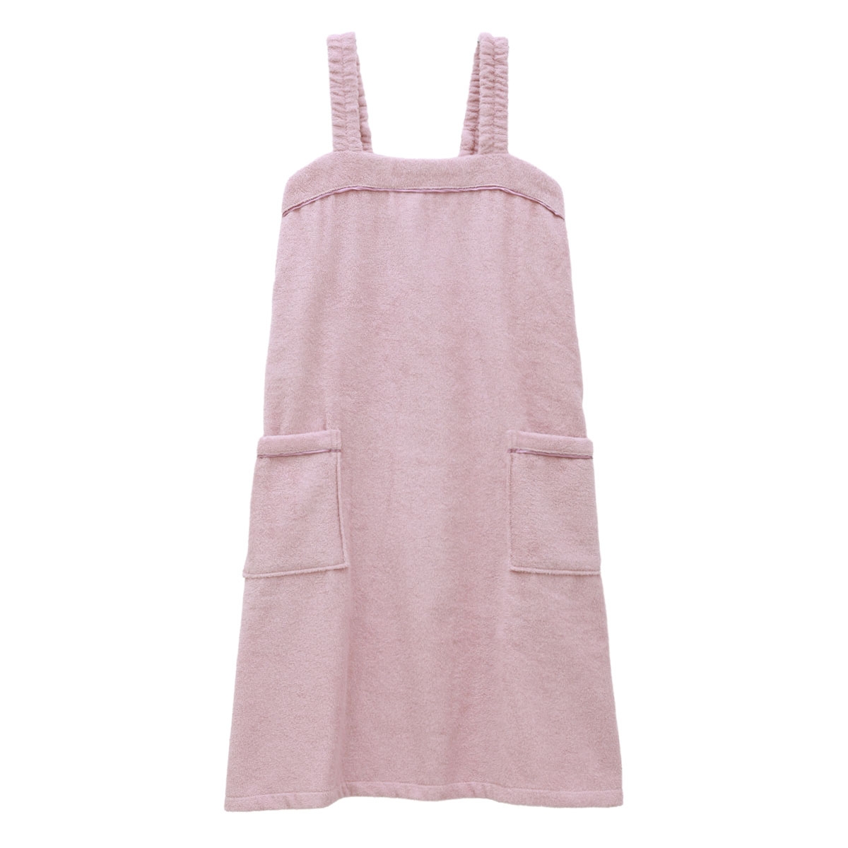 ルームウェア バスラップ 綿100％ 着るタオル バスタオル ワンピース バスローブ パイル 涼しい 夏 薄手 お風呂上り 汗(SMP-スモーキーピンク-M)