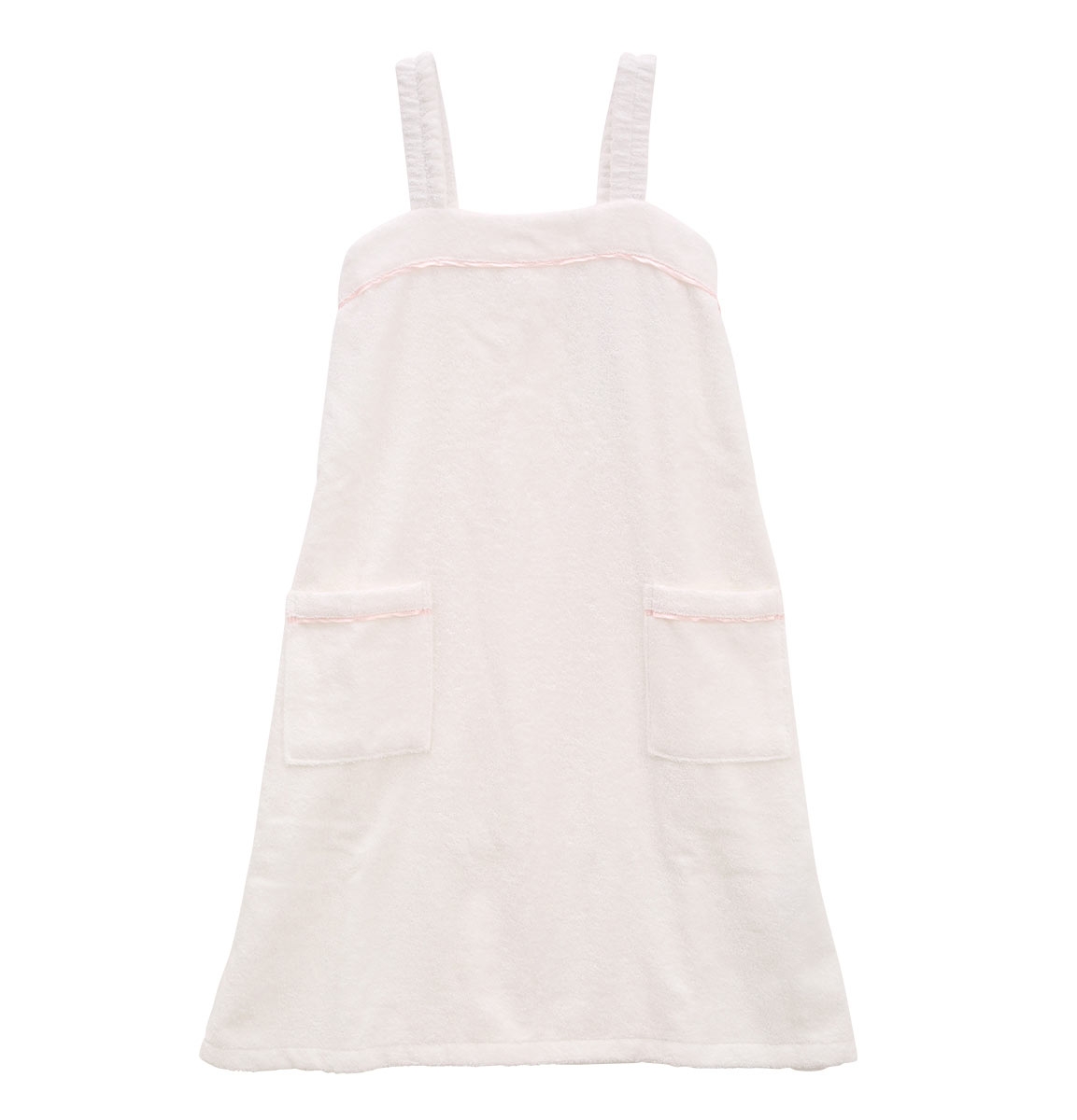 ルームウェア バスラップ ワンピース バスローブ 綿100％ パイル 涼しい 夏 薄手 お風呂上り 汗 ブルーミングフローラ スフレfineタオル(WH1-ホワイト1-M)