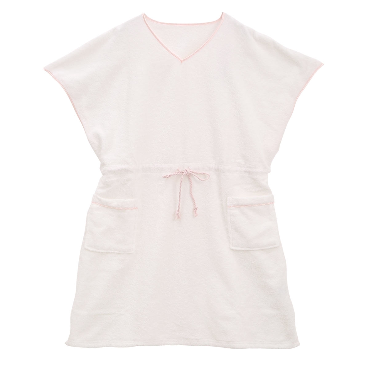 ルームウェア バスラップ バスローブ バスポンチョ 綿100％ パイル 涼しい 夏 薄手 お風呂上り 汗 ブルーミングフローラ  スフレfineタオル(WH1-ホワイト1-M)