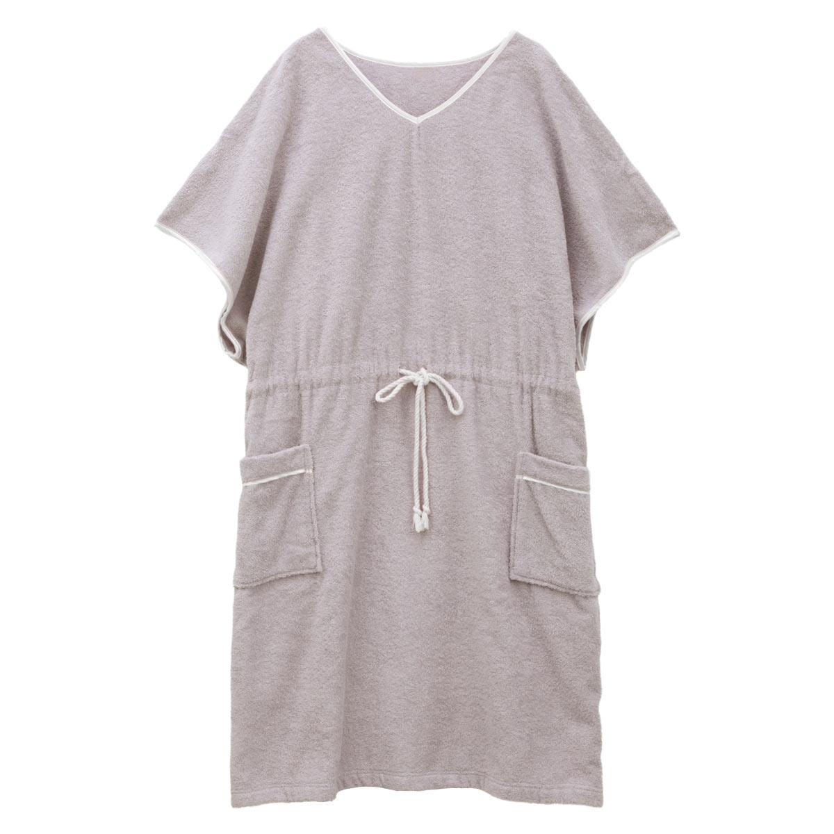 ルームウェア バスラップ バスローブ バスポンチョ 綿100％ パイル 涼しい 夏 薄手 お風呂上り 汗 ブルーミングフローラ  スフレfineタオル(MGY-モカグレー-M)