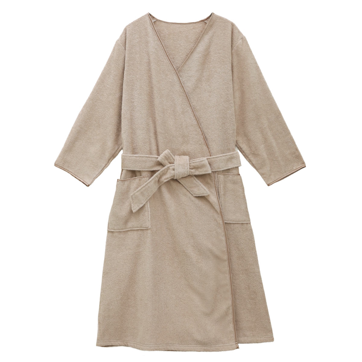 ルームウェア バスローブ 綿100％ 着るタオル バスタオル バスラップ ワンピース パイル 涼しい 夏 薄手 お風呂上り 汗(BE-ベージュ-M)