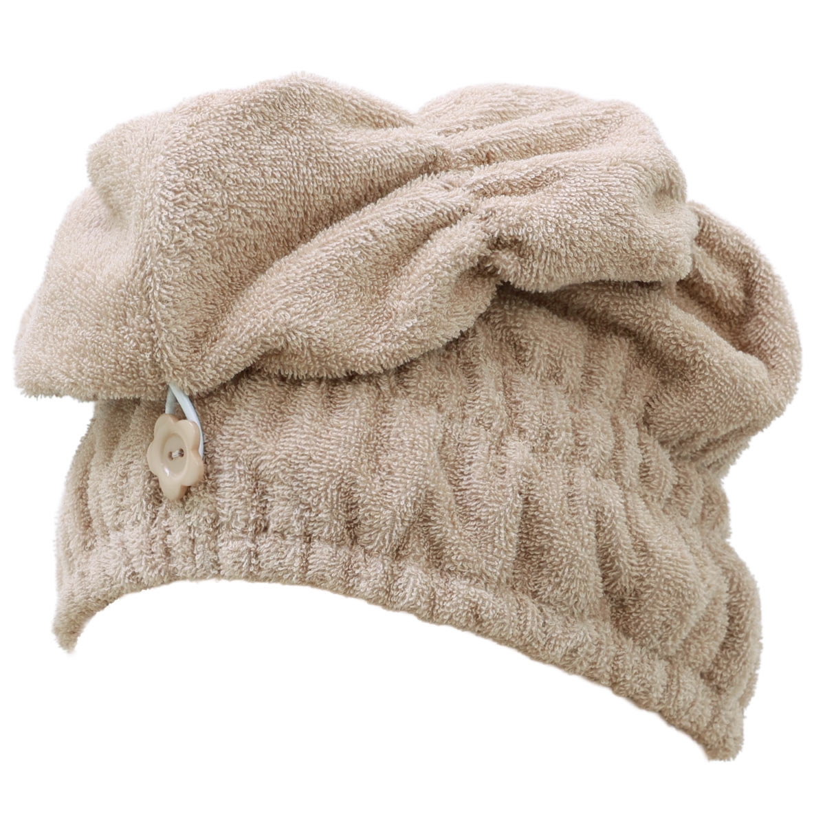 ヘアキャップ ヘアグッズ 吸水 洗顔 綿100％ パイル 涼しい 夏 薄手 お風呂上り 汗 ヘアドライ タオルキャップ(BE-ベージュ-Free)