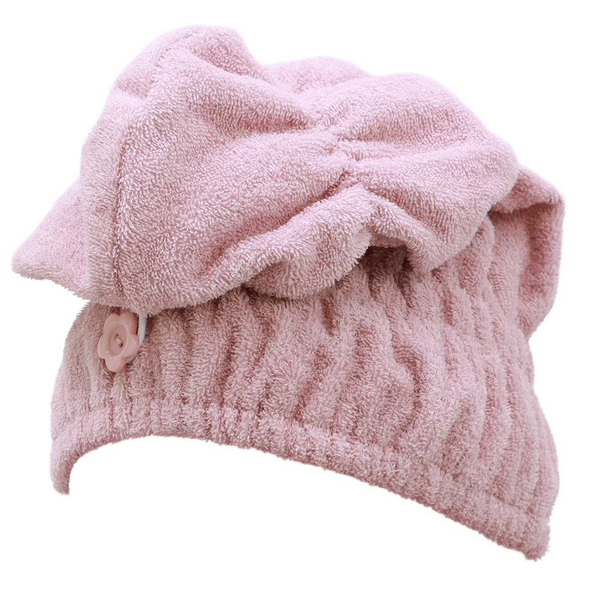 ヘアキャップ ヘアグッズ 吸水 洗顔 綿100％ パイル 涼しい 夏 薄手 お風呂上り 汗 ヘアドライ タオルキャップ(SMP-スモーキーピンク-Free)