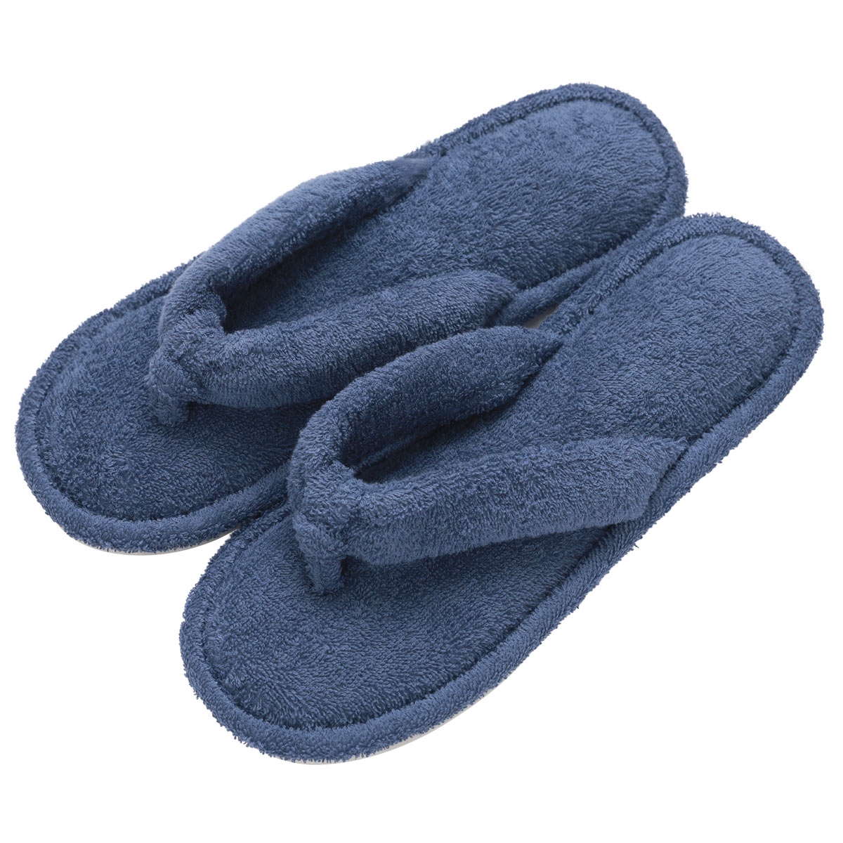 スリッパ 吸水 綿100％ パイル 洗える ルームシューズ 夏用 夏 春 秋 冬 お風呂上り 滑り止め 汗 スフレfineタオル(DBU-濃ブルー-Free)