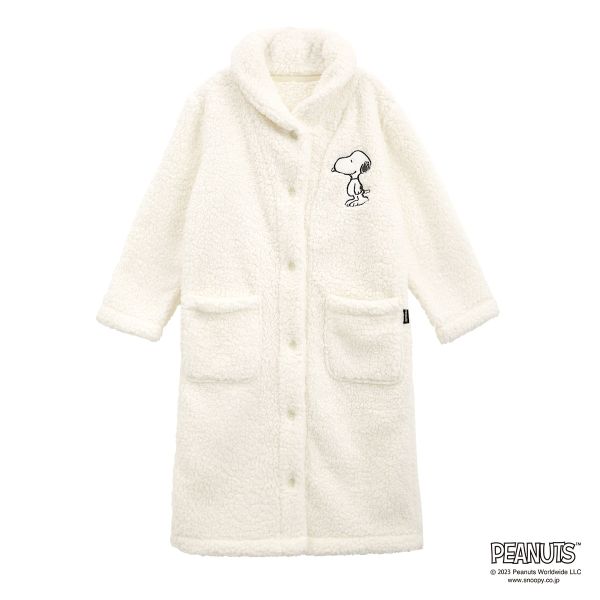 もふもふSNOOPY 着る毛布 ルームウェア 部屋着 ワンピース ロング もこもこ シープボア あったか 温活 スヌーピー ブルーミングフローラ