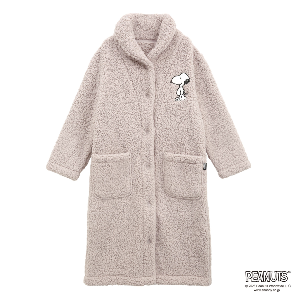 もふもふSNOOPY 着る毛布 ルームウェア 部屋着 ワンピース ロング もこもこ シープボア あったか 温活 スヌーピー ブルーミングフローラ(MO-モカ-M)