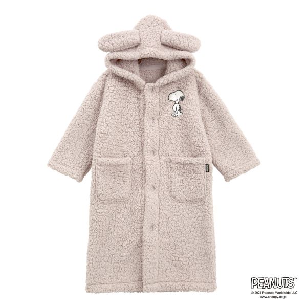 もふもふSNOOPY 着る毛布 ルームウェア キッズ 部屋着 ロング フード もこもこ シープボア あったか スヌーピー ブルーミングフローラ