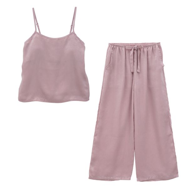 ブルーミングフローラ 艶光沢×艶とろみ ロイヤルサテン ルームウェア パジャマ 上下セット キャミソール カップ付き bloomingFLORA