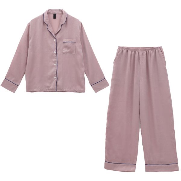 ブルーミングフローラ 艶光沢×艶とろみ ロイヤルサテン ルームウェア パジャマ 上下セット シャツ 前開き 長袖 bloomingFLORA