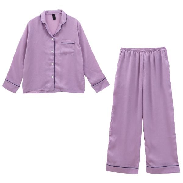 ブルーミングフローラ 艶光沢×艶とろみ ロイヤルサテン ルームウェア パジャマ 上下セット シャツ 前開き 長袖 bloomingFLORA