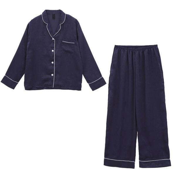 ブルーミングフローラ 艶光沢×艶とろみ ロイヤルサテン ルームウェア パジャマ 上下セット シャツ 前開き 長袖 bloomingFLORA