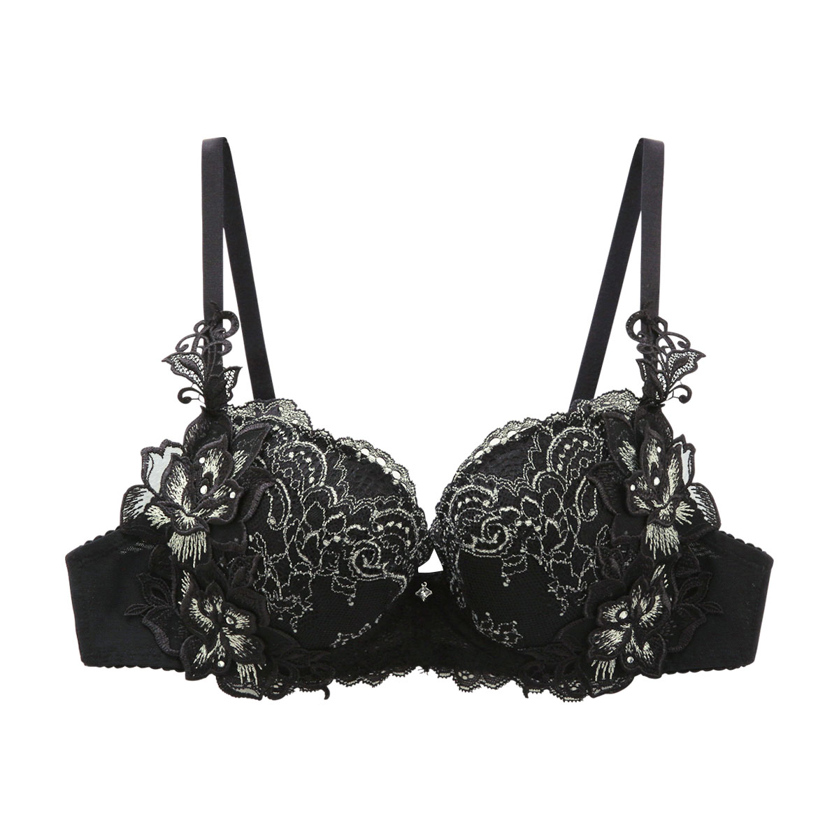 HIMICO 華麗に揺らめく Rosa Vestito ブラジャー BCDEF 005series 単品(BK-ブラック-B65)