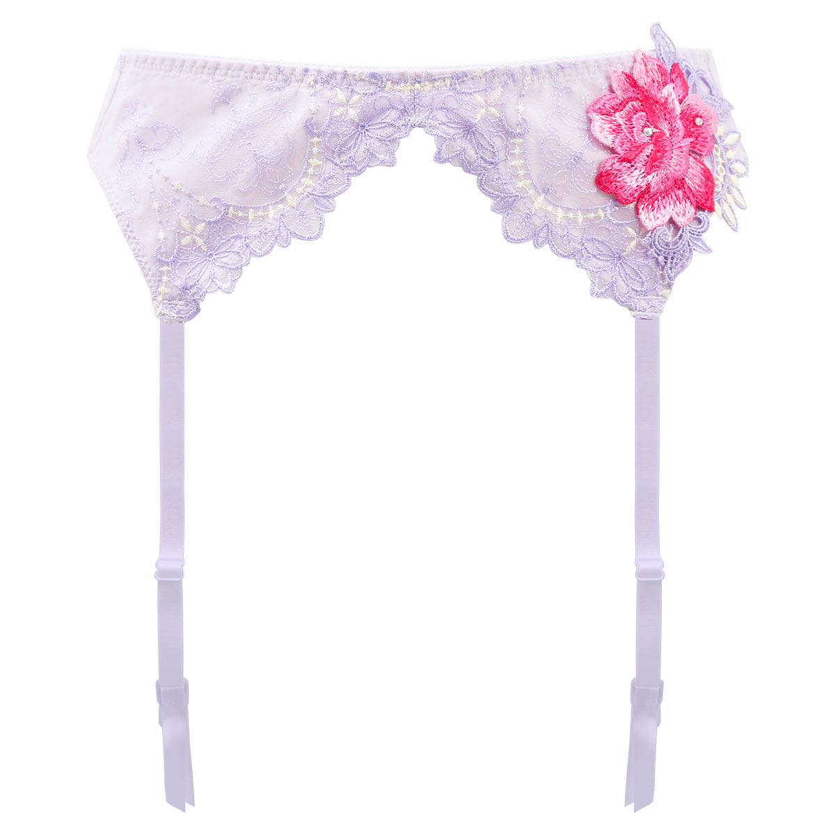 HIMICO 端麗で愛らしい Rosa Raffinato ガーターベルト ML 009series ランジェリー(LV-ラベンダー-M)