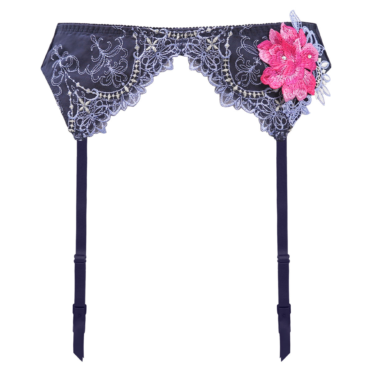 HIMICO 端麗で愛らしい Rosa Raffinato ガーターベルト ML 009series ランジェリー(NV-ネイビー-M)