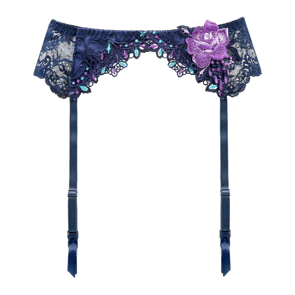 HIMICO 優美で絢爛に魅せる Ammirare Rosa ガーターベルト ML 010series ランジェリー(NV-ネイビー-M)