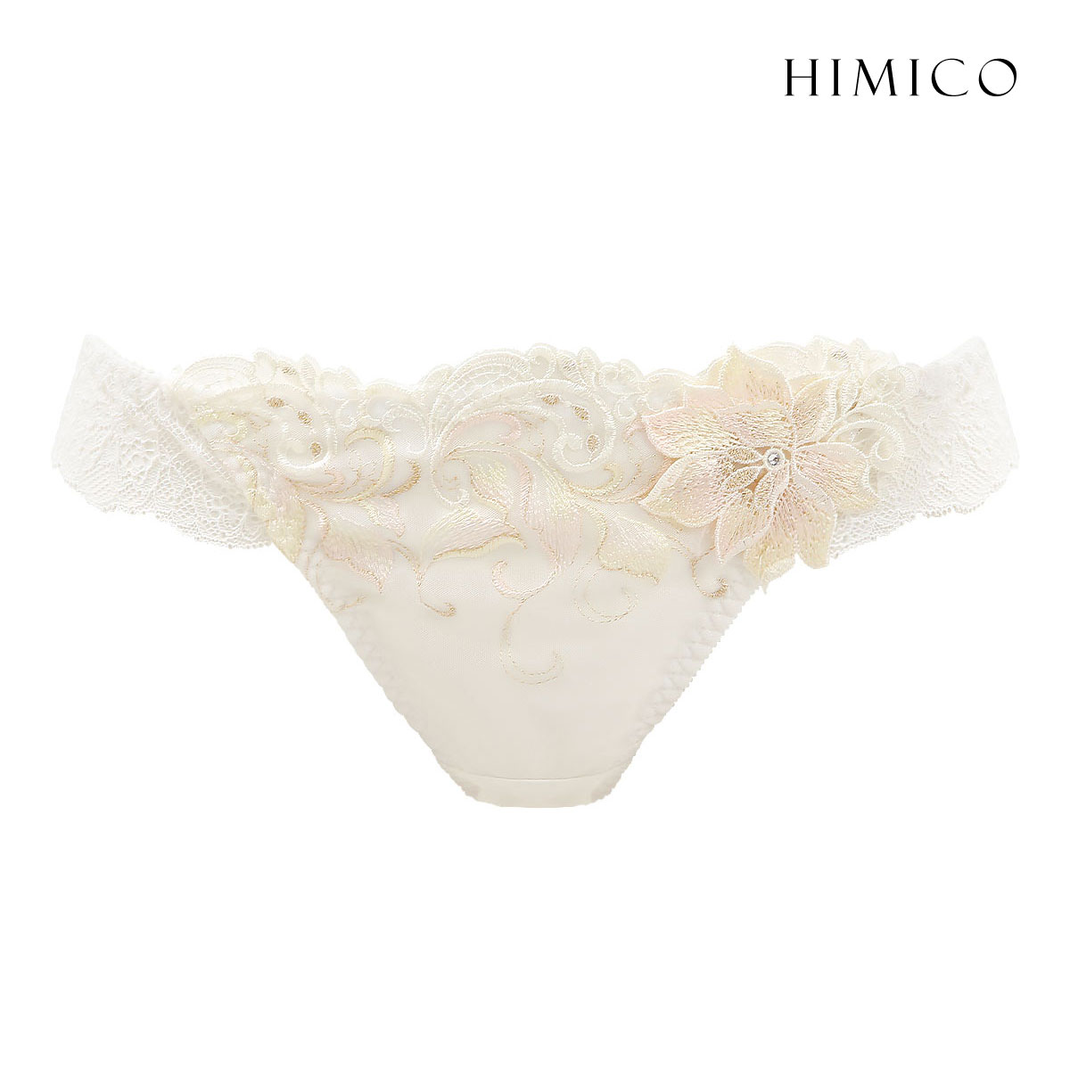 HIMICO 清らかに凛と咲き誇る Loto Bianco ショーツ Tバック ソング タンガ ML 013series 単品(IV-アイボリー-M)
