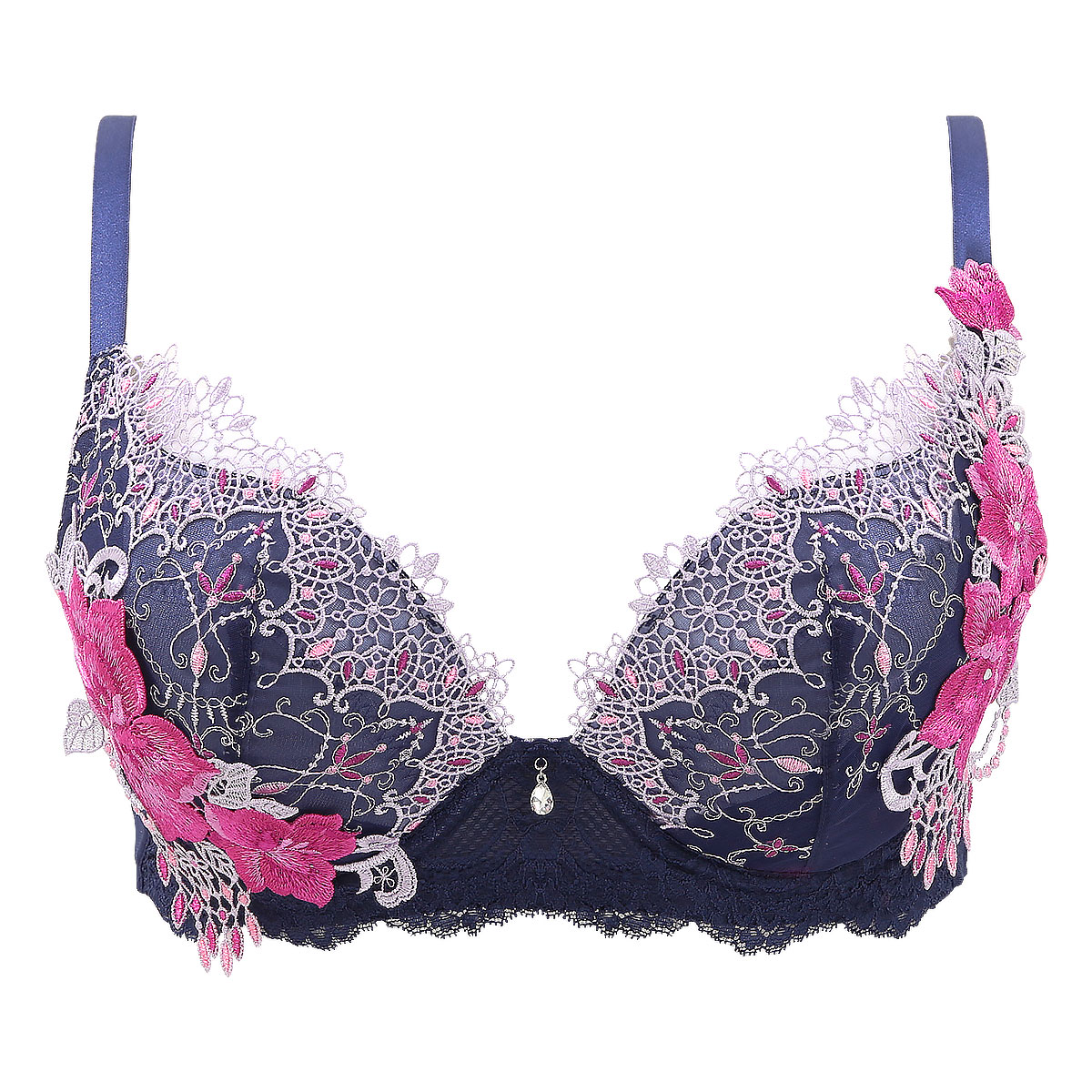 HIMICO GRANDE ヒミコ ブラジャー 大きいサイズ アンダー85 G H I 単品 001series グラマーサイズ ランジェリー(NV-ネイビー-G65)