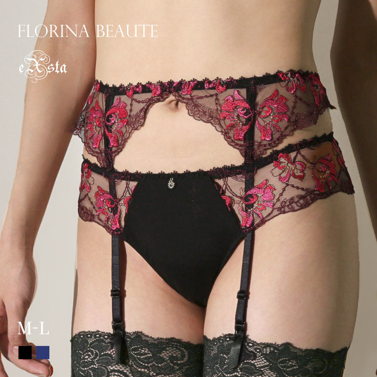 フロリナヴォーテ Moulin Rouge ガーターベルト ランジェリー ML 単品 FLORINA BEAUTE eXsta ムランルージュ(BK-ブラック-M)