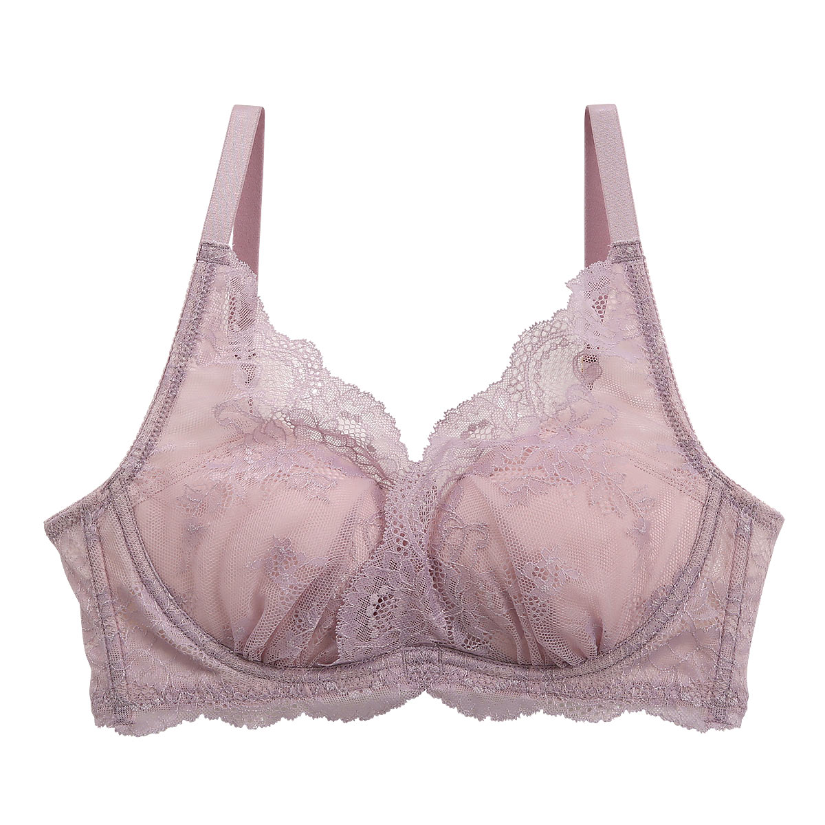 ノンワイヤー ブラジャー カシュクール 脇高 BCDEF ワイヤレスブラ 単品(MLV-モーヴラベンダー-B65)