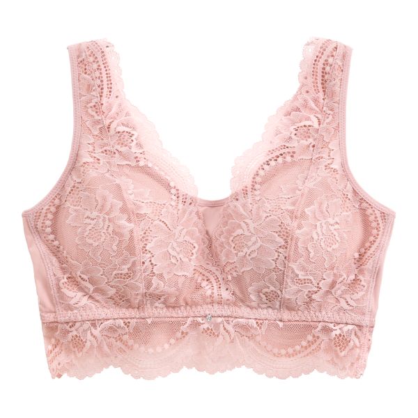 ナイトブラ ノンワイヤー ブラジャー 昼夜兼用 夜用ブラ 大きいサイズ レース M L LL 単品(PI-ピンク-M)