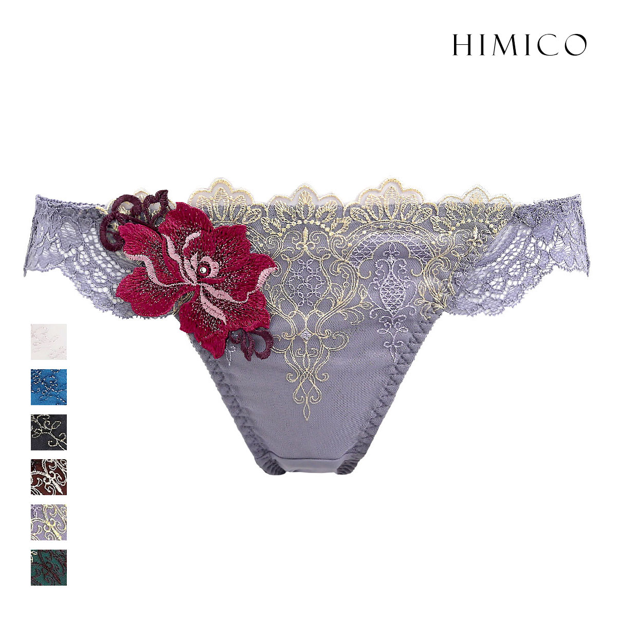 ヒミコ 016シリーズ ショーツ スタンダード M L バックレース ランジェリー HIMICO(GY-グレー-M)