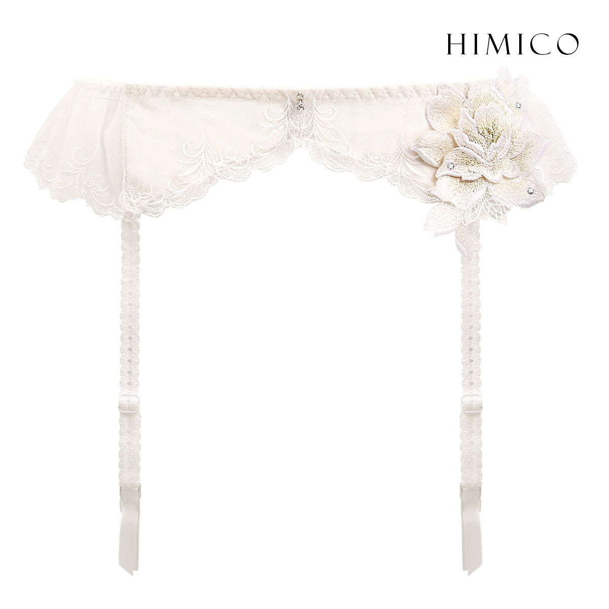 HIMICO 美しい羽根を纏う Rosa degli Angeli ガーターベルト ML 017series ランジェリー(OW-オフホワイト-M)