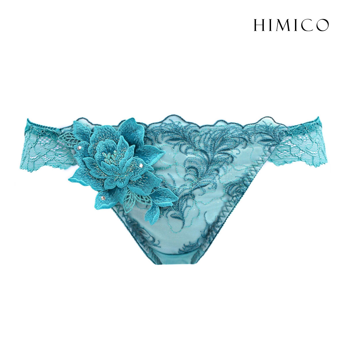 HIMICO 美しい羽根を纏う Rosa degli Angeli ショーツ スタンダード ML 017series 単品(BG-ブルーグリーン-M)