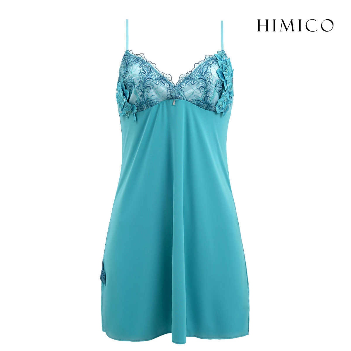 HIMICO 美しい羽根を纏う Rosa degli Angeli スリップ ロングキャミソール ML 017series ランジェリー(BG-ブルーグリーン-M)